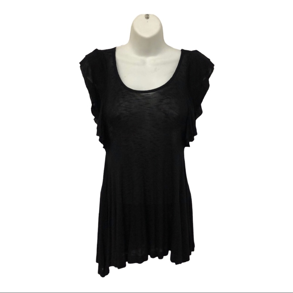 Marvenie angel flutter‎ sleeve burnout flared top women's size S. Small